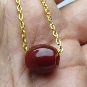14k Jade Oval Barrel Bead Chain Slide Pendant